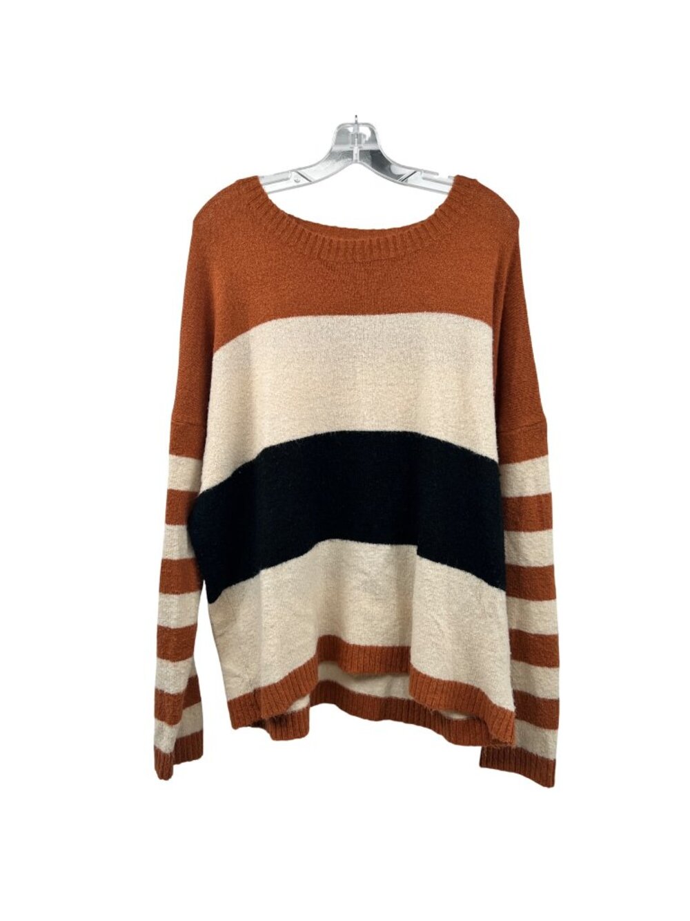Doe & Rae Womens Striped Knit Sweater Pullover Multicolor Size Large